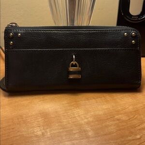 Chloe Black Wallet with Gold Accents